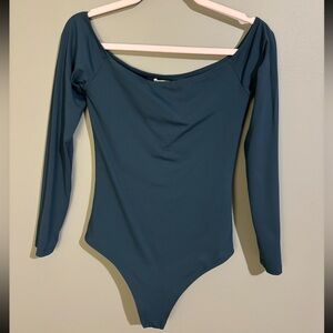 Babaton Scoop Neck Long Sleeve Bodysuit - Teal Blue
